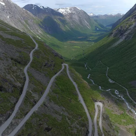 The hairpin bends of the Trollstigen mountain road